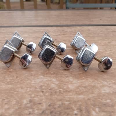 Set of Vintage Late 1960's Fender "F" Guitar Tuners! Original Stratocaster, Telecaster Parts! image 1
