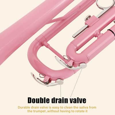 Bb Standard Trumpet Professional Brass Trumpets for Beginner Standard Student Trumpet Set with Hard Case,7C Mouthpiece,Gloves(Pink) image 3