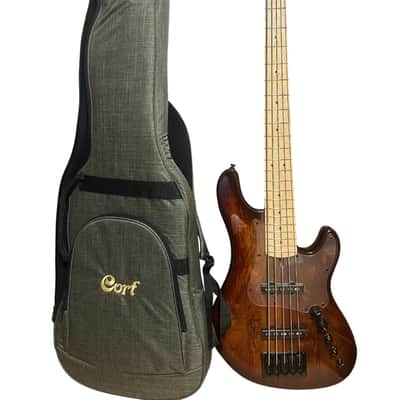 Cort GBFUSION5ABB GB-Fusion 5 Solid Alder Body Spalted Maple Top Hard Maple C Shape Neck 5-String Electric Bass Guitar w/Gig Bag image 1