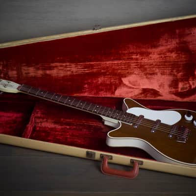 Rare Vintage 1960 Danelectro 6037 DC-3 Deluxe Triple Pickup Shorthorn Dark Walnut w/ OHSC image 1