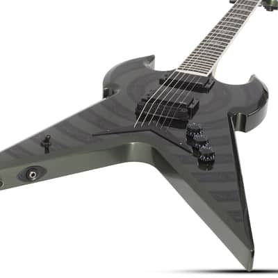 Schecter Warhammer NT Electric Guitar. Norse Dragon Bullseye metallic green image 3