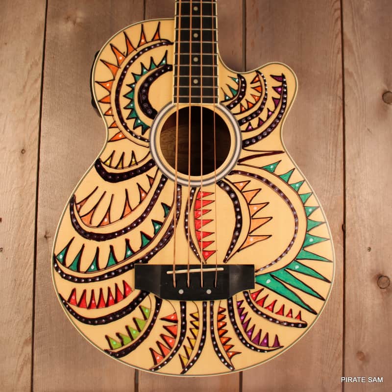 Washburn AB5K Custom Art 4-String Acoustic Bass "Spikes of the South West " w/gig bag image 1