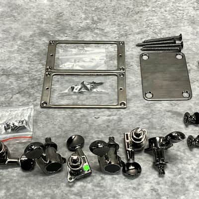 Gotoh Hardware Set w/ Tuners, Bridge, Pickup Rings, Knobs, Strap Buttons, Neck Plate, and Ferrules - Cosmo Black image 5
