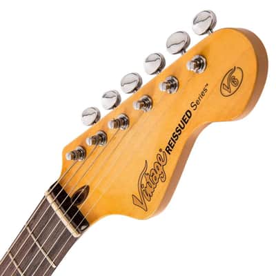Vintage V6 ReIssued Electric Guitar ~ Sunset Sunburst LV6SSB) image 10