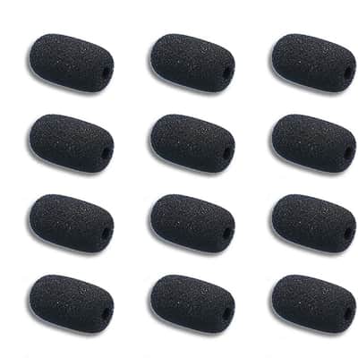 12 Pieces Foam Windscreen for Headset Microphone, 0.2" Diameter Microphone Pop Filter Windscreen Mic Cover High Density Mini Foam Cover Shield Protection Foam Replacement for Headset Mic(Black) image 1