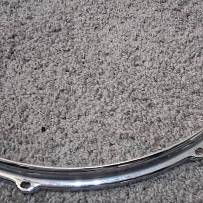 Vintage 1960-64 Ludwig 16" 8-Lug Chrome Over Brass (COB) Tom Hoops - Matching Pair - DEAD FLAT image 9