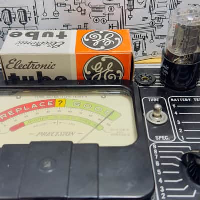 GE 6SN7GTB Matched Pair NOS Vacuum Tubes Grey Plate Side Getter Double Mica image 3