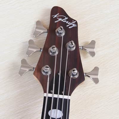 Rosewood Top 5 String Electric Bass, Okoume Wood Body, Maple Neck Through image 6