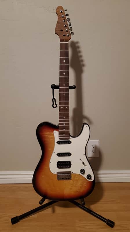 Warmoth Hybrid Tele 2022 - Black-Red-Yellow Burst - Right Hand Reverse image 1