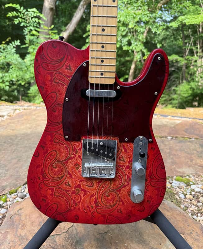 Jay Turser Paisley Tele 2000s - Red with Paisley Top image 1