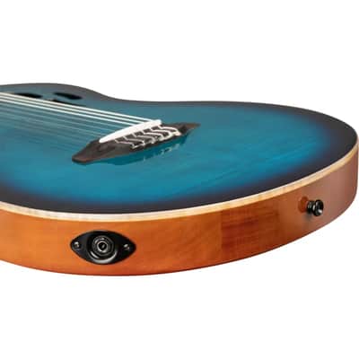 Ortega TourPlayer Series Nylon String Acoustic-Electric Guitar - RTPDLX-FMA-L, Left-handed, Flamed Mapled Blue image 8