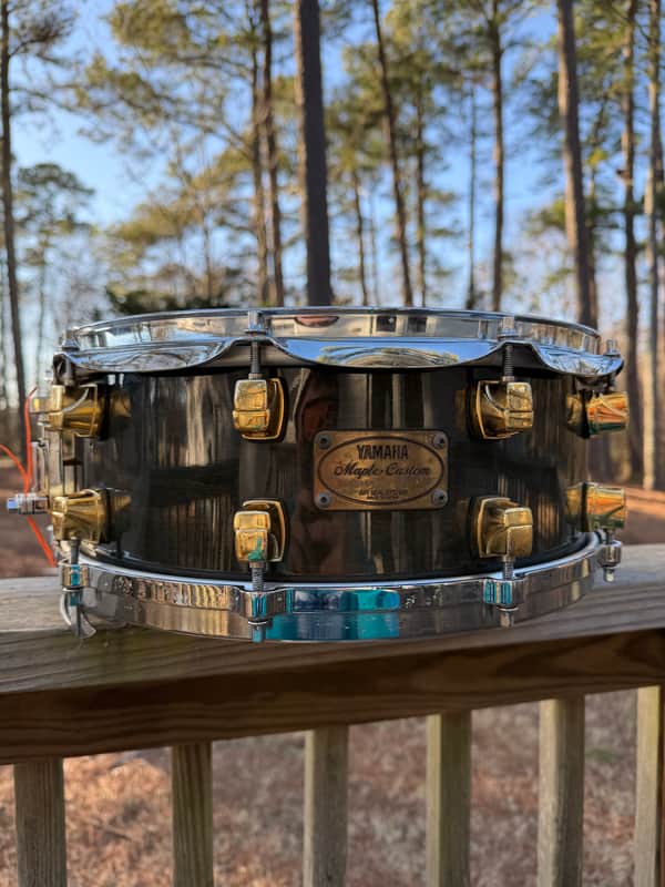 90s Yamaha Maple Custom 5.5x14” Snare - Black Maple image 1