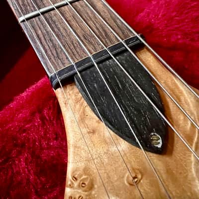 Moonstone FLAMING V flying v 1984 - Natural Paduak & maple burl image 18