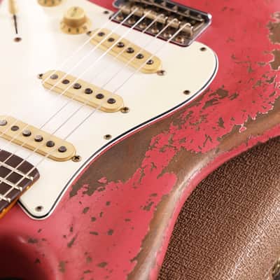 Fender Custom Shop 1962 Stratocaster Ultimate Relic Faded Coral Pink Masterbuilt Andy Hicks image 9