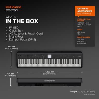 Roland FP-E50 Digital Piano | Premium Piano and Expandable Sound Library | 88-Note Hammer-Action Keyboard | Professional Auto-Accompaniment | Mic Input with Vocal Harmony FX | Bluetooth/MIDI Support image 6