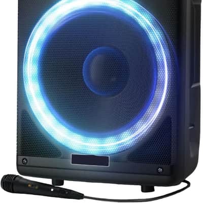 15" High Powered Bluetooth Party Speaker – Deep Bass, Loud Sound System with LED Lights, Includes Microphone and Remote Control image 1