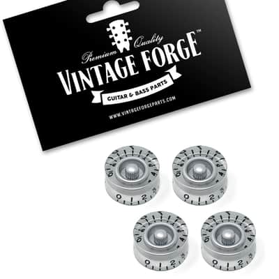 Silver Speed Knobs for Epiphone Les Paul Import Guitar (Set of 4) Fits 18 Coarse-Spline Alpha Pots image 1