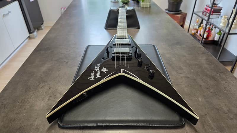 Dave Mustaine's Artist Owned NAMM 2016 Dean Stradivarius VMNT Flying King V F-Hole Signed MEGADETH Tour Guitar personally owned for years by DAVE MUSTAINE image 1