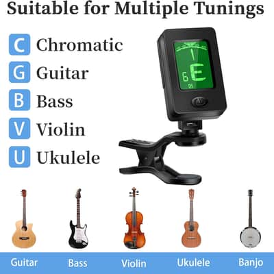 Guitar Capo Set | Acoustic Guitar Capo with Clip-On Tuner | Guitar Picks & Accessories Kit | Quick Release Capo for Guitar Bass Violin Ukulele image 4