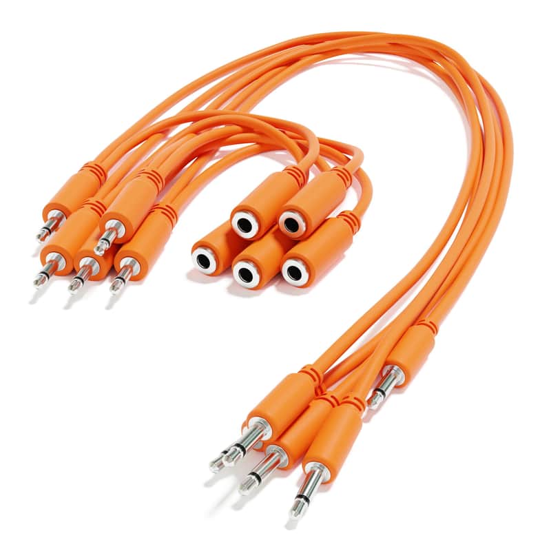 ExcelValley [Orange | 120 cm - 47.24"] 5-Pack - Hopscotch Mono Splitter Y Patch Cables TS 3.5mm 1/8" Eurorack Synth image 1