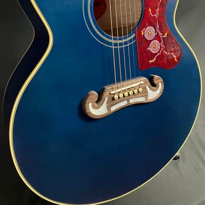 Epiphone 'Inspired by Gibson' J-200 Jumbo Acoustic-Electric Guitar Viper Blue Finish w/ Case image 6