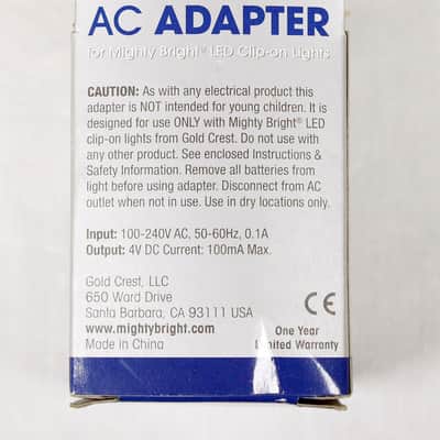 Mighty Bright AC Adapter, 2 Prong Euro, 4.0V 100ma, NEW in Box! #40771 image 3