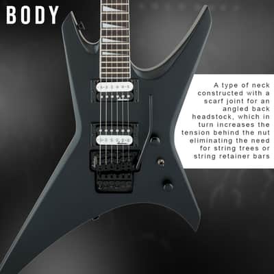 Jackson JS Series Warrior JS32 6-String Electric Guitar with 24 Jumbo Frets (Right-Handed, Black) Bundle with Gig Bag for Warrior, Kelly, King V, and Rhoads with 2 Exterior Pockets (Black) image 4
