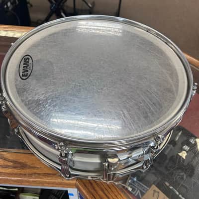 Ludwig No. 404 Acrolite 5x14" 8-Lug Aluminum Snare Drum with Pointed Blue/Olive Badge 1969 - 1979 - Matte Aluminum image 2