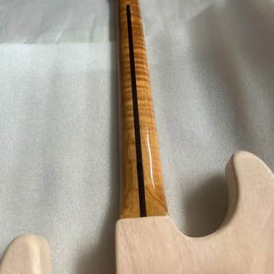 Tiger Maple Wood Guitar Strat Style Neck, with Mahogany Wood Body image 4