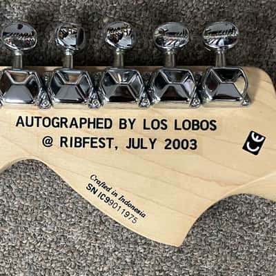 Squier- Affinity Strat, signed by Los Lobos image 5