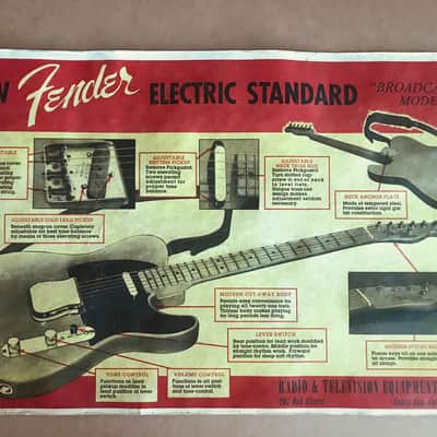 Fender Broadcaster 1950 Vintage Original Ad Poster | Reverb