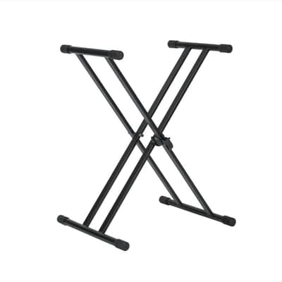 GATOR Frameworks heavy duty adjustable "X" style keyboard stand with rubberized leveling foot image 1