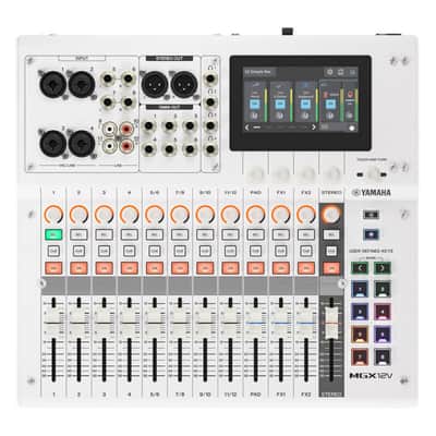 Yamaha MGX12V W 18-Channel Digital Mixing Console with HDMI 4K Video Interface and Two DBR15 15-Inch 1,000W Powered Loudspeakers — White HDMI Streaming and Live Sound PA Bundle image 3