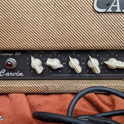 Carvin VT50 50W Guitar Tube Amplifier Head Lacquered Tweed w/ Footswitch & Cover image 10