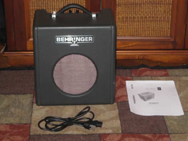 lightly used (less than light average wear) Behringer BX108 Thunderbird 1x8 Bass Combo Amp (Practice Bass Combo Amp) with power cord & copy of Owner's Manual (NOT a tube amp) image 1