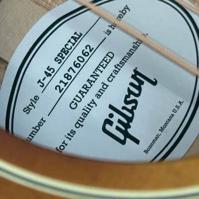 Gibson J-45 Special Satin Honey Burst New Unplayed Auth Dlr 4lb6oz #062 image 22