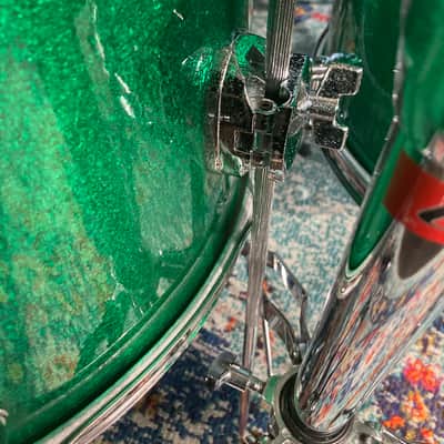 Frankie Banali's Quiet Riot, Canopus 4-Piece Set, 26", 18", 16", 14" , 6.5x14 Brass Snare. 2010 - Green Sparkle, Bonham Sizes! With Hardware and Frankie's Stick Bag! image 19