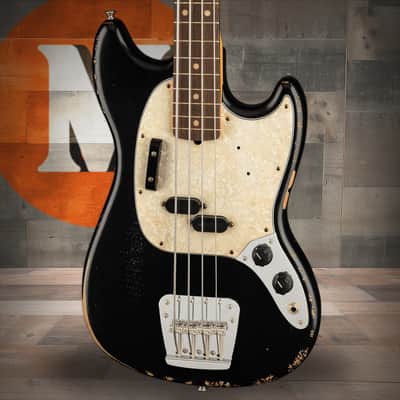 Fender JMJ Road Worn Mustang Bass - Black image 1
