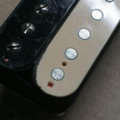 litely reliced player's wear StewMac Neck Humbucker Reverse Zebra (screws on black/flat poles on creme) 8.42k, Alnico 5, 50mm pole spacing, item # 101549 2000s-2010s, +screws/springs (orig 4 conductor wire shortened & 2 conductor wire added, Now 2 con) image 17