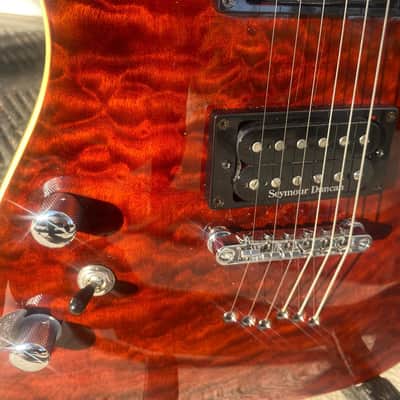 2008 Washburn X-Pro 50 Q Left-Handed Red Quilt Top with Softshell Case image 2