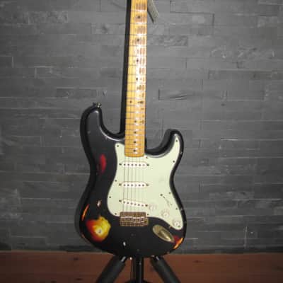NASH S-63 STRATOCASTER HEAVY RELIC 2014 BLACK OVER 3 COLOR SUNBURST image 1