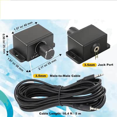 Amplifiers, 3.5mm Jack Port Universal Bass Knob Control Kit with 16ft Connection Cable, Screw and Double-Sided Adhesive image 2