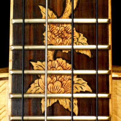 Blueberry Handmade Ukulele Floral Motif image 3