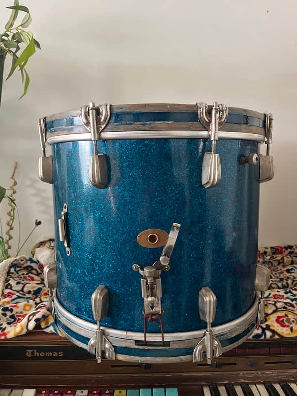 Slingerland Radio King 15x12” Blue Sparkle Parade / Marching Snare Drum image 1