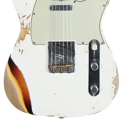 New Fender Custom Shop 1960 Telecaster Custom Heavy Relic Aged Olympic White Over Chocolate 3 Color Sunburst image 2