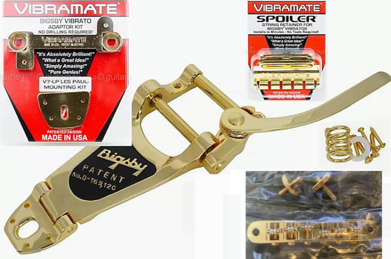 EZ DIY! Bigsby Gold B7 Tremolo & Vibe V7 String Spoiler, ABR-1 roller bridge fits Vintage Les Paul. image 1