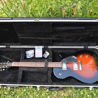2000's Gretsch Junior Jet II Electromatic in Tobacco Finish. As of Sept. 15th, 2025 It has a complete New Set-up with New Stringjoy 10's installed, w/New Black Dunlop Straploks &  New Molded ABS Hardshell Case image 11