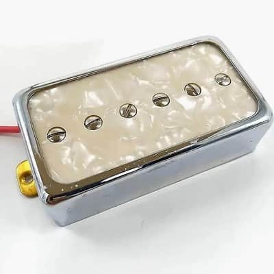 White Pearl Top Guitar Neck and Bridge P90 Humbucker Pickups image 4