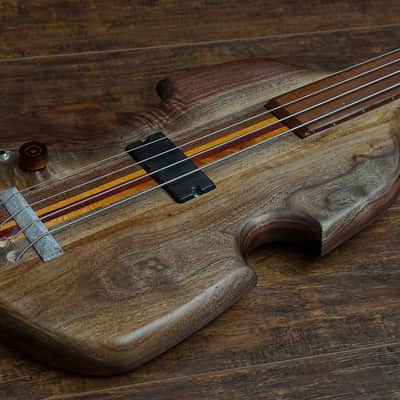 Left Handed Fretless Walnut Fiddle Handmade Wishbass (Refinished!) image 3
