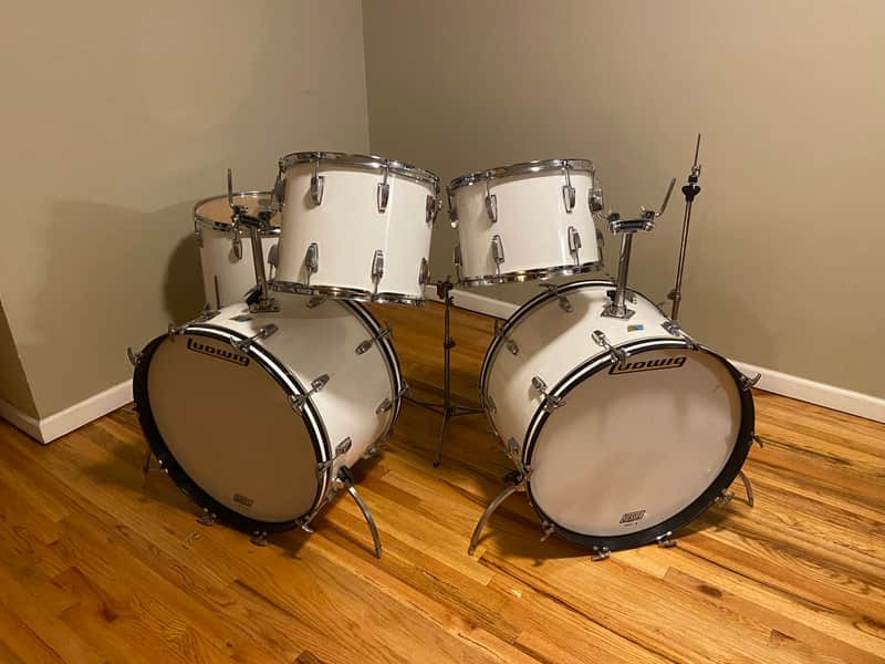 Ludwig 1970's 5 Piece Drum Kit  1970s - Pure White image 1